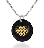 "Metta Prayer", 14k White Gold Necklace, Zirconia