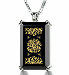 "Celtic Knot", 925 Sterling Silver Necklace, Onyx