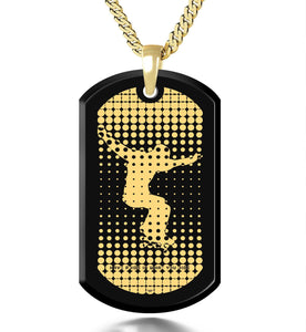 "Have Pride in What you Ride", 3 Microns Gold Plated Necklace, Onyx