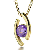 ג€Allahג€ Engraved in 24k Gold, Arabic Jewelry for Women, Muslim Gifts, Purple Necklace, Nano