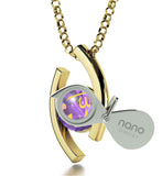 ג€Allahג€ Engraved in 24k Gold, Arabic Necklace for Women, Islamic Gifts, Purple Pendant, Nano Jewelry