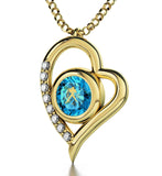 Aquarius Sign, 14k Gold Diamond Necklace, Swarovski