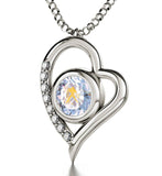 Aquarius Sign, 14k White Gold Diamonds Necklace, Swarovski