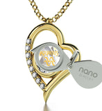 "Aquarius Jewelry With Zodiac Imprint, Heart Necklaces for Girlfriend, Birthday Gift for Teenage Girl, by Nano"