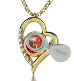 "Pendant With Zodiac Imprint, Christmas Presents for Your Best Friend, Birthday Ideas for Girlfriend, Ruby Necklace "