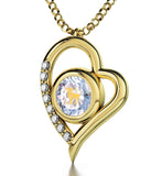 Aries Sign, 14k Gold Diamonds Necklace, Swarovski