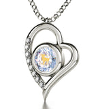 Aries Sign, 14k White Gold Diamonds Necklace, Swarovski