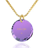 "I Love You", 14k Gold Necklace, Zirconia