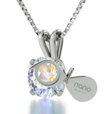 "Best Valentine Gift for Girlfriend, 14k White Gold Necklace With Capricorn Crystal Pendant, Christmas Presents  for Teenagers, by Nano "