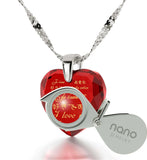 Best Valentine Gift for Girlfriend, Necklaces with Meaning, CZ Red Heart, Top Gifts for Wife by Nano Jewelry