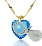 "Women's Gifts for Christmas, Fine Gold Jewelry with Blue Heart Stone, Birthday Ideas for Wife, by Nano"