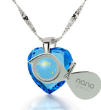 "Women's Gifts for Christmas, Fine Silver Jewelry with Blue Heart Stone, Birthday Ideas for Wife, by Nano"