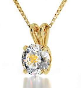"Xmas Gifts for the Wife, 14k Gold ג€Take My Love...ג€ White Stone Necklace, Valentines Presents for Girlfriend"