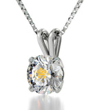 "Xmas Gifts for the Wife, 14k White Gold ג€Take My Love...ג€ White Stone Necklace, Valentines Presents for Girlfriend"