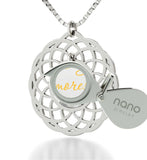 "Cute Necklaces for Her: Sterling Silver Necklace Chain, 24k Engraved, Valentine Gift for Wife, Nano Jewelry"