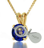 "Cute Necklaces for Her, Fine Gold Chain With Virgo Sign Engraved on Blue Stone Jewellery, Gift Ideas for Young Women "