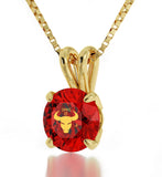 Taurus Sign, 3 Microns Gold Plated Necklace, Swarovski