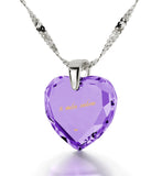 Birthday Present for Girlfriend,ג€I Love Youג€ in Russian on Purple CZ Jewelry, Christmas Gift for Wife