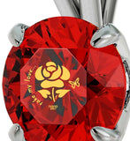 "Top Gifts for Wife, Unusual Red Stone Charm on 14k White Gold Chain, Christmas Present Ideas for Her, by Nano Jewelry"