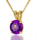 "Aquarius Necklace With 24k Imprint, Good Christmas Presents for  Mom, Gifts for  Women Friends, Purple Jewelry "