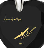 "Black Cubic Zirconia Jewelry, "I Wanna Fly with You" Engraved In 24k Gold, Best Gift for Girlfriend by Nano Jewelry"