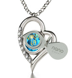 "Cancer Zodiac Necklace With Imprint, Perfect Valentines Gift for Her, Cute Necklaces for Girlfriend, Blue Diamond Jewelry"