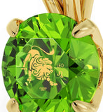 "Christmas Ideas for Mum: Beautiful Green Leo Pendant on Gold Filled Chain, Gift for Wife Birthday, Nano Jewelry"