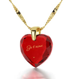 "I Love You" in French, 925 Sterling Silver Necklace, Zirconia