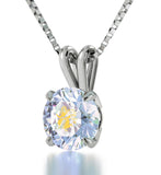 "Mum Birthday Present, Virgo Sign Engraved on 14k White Gold Crystal Stone Necklace, Gift Ideas for Young Women "