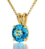 Pisces Sign, 3 Microns Gold Plated Necklace, Swarovski