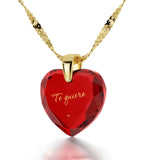 Cool Christmas Presents,ג€TeQuieroג€ - I Love You in Spanish, Birthday Gift for Her, Red Cubic Zirconia Jewelry
