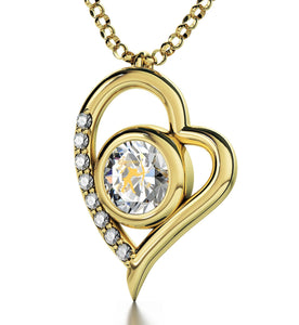 "Sagittarius Crystal CZ Charm with Heart Frame, Gold Pendants for Womens, Valentines Ideas for Her"