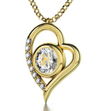 "Sagittarius Crystal CZ Charm with Heart Frame, Gold Pendants for Womens, Valentines Ideas for Her"