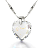 Cute Necklaces for Her, 14kWhite Gold Chain, ג€Je Tג€™aimeג€, Love in Different Languages, Nano Jewelry