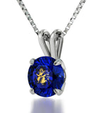 "Birthday Gift for Teenage Girl, Virgo Sign Engraved on Blue Stone Jewellery, Best Presents for Girlfriend "