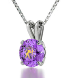 "Cute Necklaces for Her, Sagittarius Zodiac Sign Engraved on Purple Stone, 30th Birthday Present Ideas, by Nano"