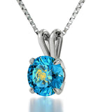 "Cute Turquoise Leo CZ Sterling Silver Necklace, Christmas Presents for Sister, Valentine Gift for Wife, Nano Jewelry"