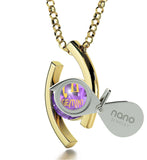 "Gemini Jewelry With 24k Imprint, Special Gifts for Sisters, Children's Birthstone Necklace, Purple Pendant"