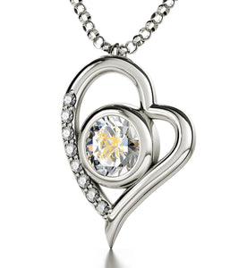 "Gemini Necklace With Zodiac Imprint, Xmas Presents for Her, Cute Gifts for Girlfriend, White Gold Jewellery"