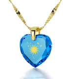 "Things to Get Your Girlfriend for Christmas, CZ Blue Heart,Real Gold Necklace, Valentines Day Ideas for Her "