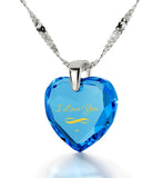"Gifts for Girlfriend,"I Love You" Infinity, Heart Necklace, Turquoise CZ Jewelry"
