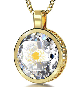"Xmas Gifts for the Wife, 24k Engraved Pendant, CZJewellery,CutePresents for Girlfriend, Nano "
