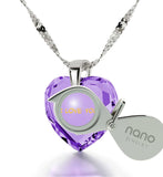 "Girlfriend Christmas Presents, Sterling Silver Pendants for Womens, CZ Purple Heart, Great Anniversary Gifts for Her by Nano Jewelry"