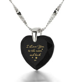 "I Love You to the Moon and Back", 14k White Gold Necklace, Zirconia