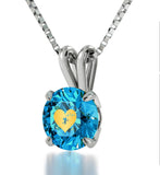 Good Christmas Presents for Girlfriend, Sterling Silver Chain with Blue ג€...Got Youג€ Pendant, Gift for Wife Birthday