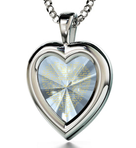 Christmas Presents Mom: 14k White Gold Necklace with Pendant, CZ Black Heart, Special Mother's Day Gifts