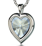 Good Christmas Presents for Mom, Engraved Necklaces, CZ White Heart, Birthday Gift for Mother by Nano Jewelry