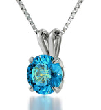 Unusual Valentines Gifts, "Te Amo", Aquamarine Stone Necklace, Christmas Presents for the Wife by Nano Jewelry 
