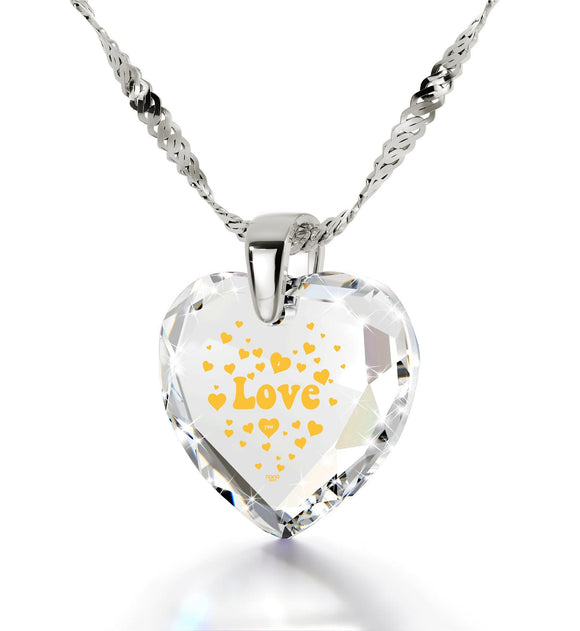 Good Presents for Girlfriend, I Love You Gifts for Her,CZ Jewelry, Womens Gold Necklace, Nano