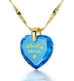 "Best Mom", 3 Microns Gold Plated Necklace, Zirconia